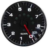Autometer Spek-Pro Gauge Tachometer 5in 8K Rpm W/Shift Light & Peak Mem Black/Chrome - Burkken Auto Parts