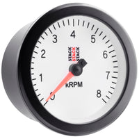 Autometer Stack Sport 88mm 0-8K RPM Tachometer - White - Burkken Auto Parts