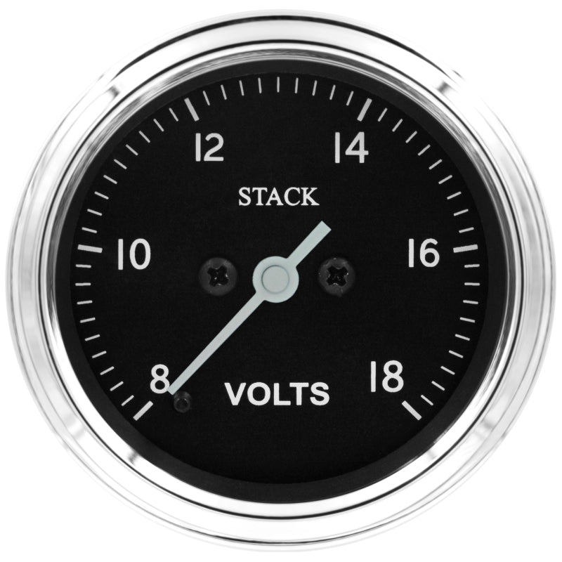 Autometer Stack 52mm 8-18V Pro Stepper Motor Battery Voltage Gauge - Classic - Burkken Auto Parts