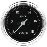 Autometer Stack 52mm 8-18V Pro Stepper Motor Battery Voltage Gauge - Classic - Burkken Auto Parts