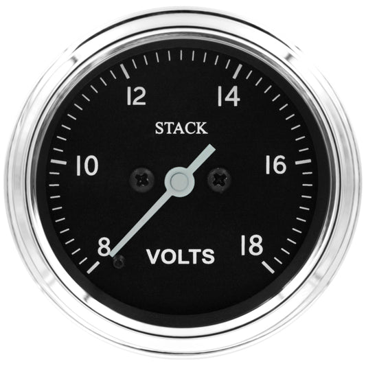 Autometer Stack 52mm 8-18V Pro Stepper Motor Battery Voltage Gauge - Classic - Burkken Auto Parts