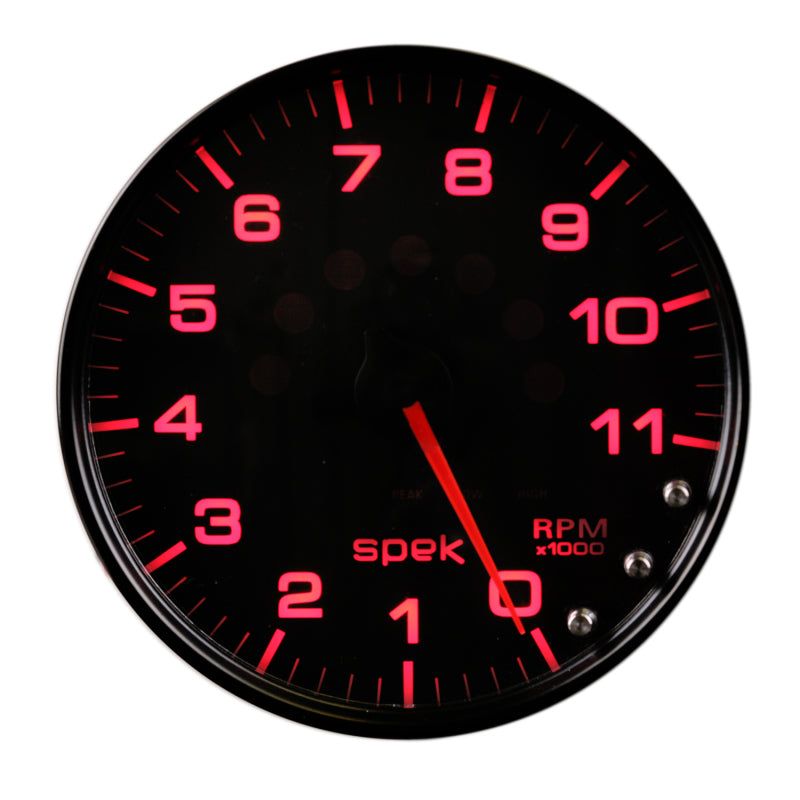 Autometer Spek-Pro Gauge Tachometer 5in 11K Rpm W/Shift Light & Peak Mem Black/Black - Burkken Auto Parts