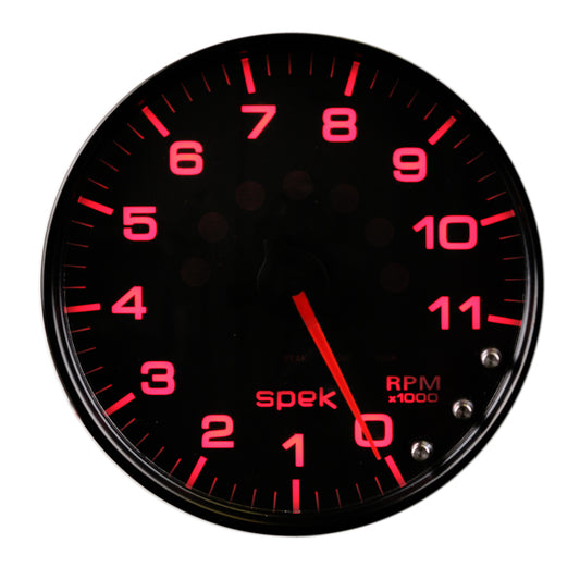 Autometer Spek-Pro Gauge Tachometer 5in 11K Rpm W/Shift Light & Peak Mem Black/Black - Burkken Auto Parts