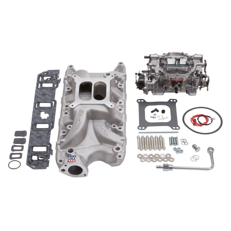 Edelbrock Manifold And Carb Kit Performer RPM Small Block Ford 289-302 Natural Finish - Burkken Auto Parts