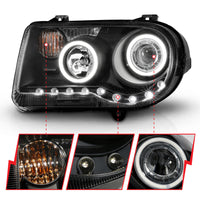 ANZO 2005-2010 Chrysler 300C Projector Headlights w/ Halo Black (CCFL) G2 - Burkken Auto Parts