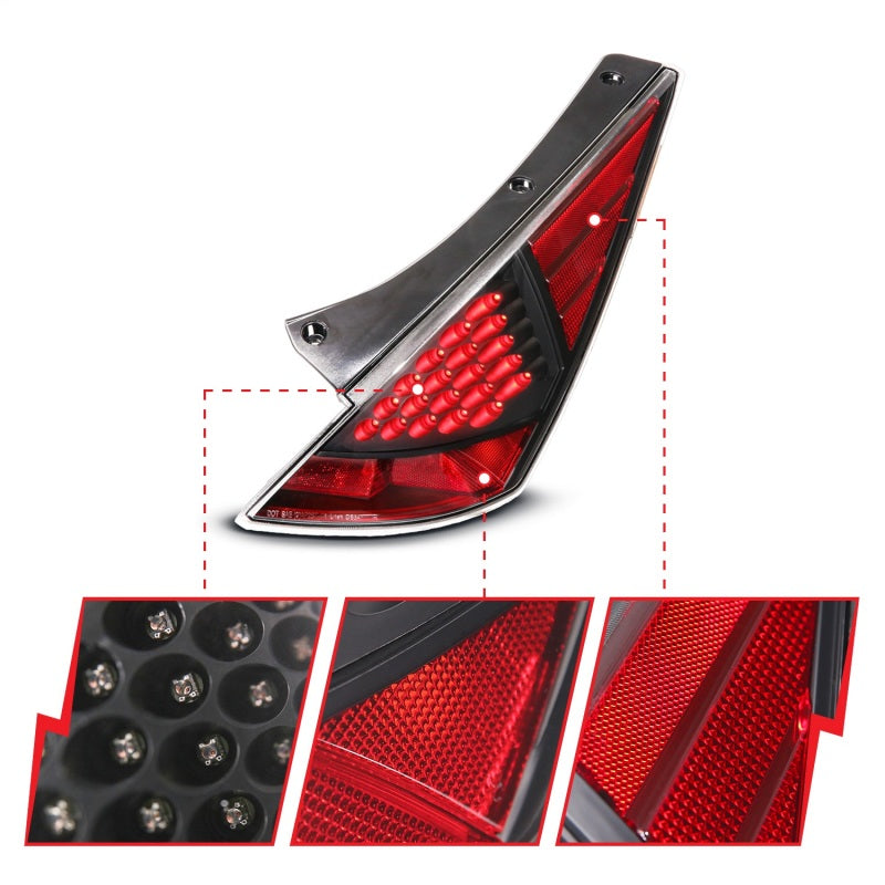 ANZO 2003-2005 Nissan 350Z LED Taillights Black - Burkken Auto Parts