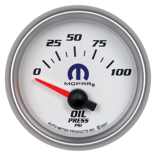 Autometer Mopar 52mm Short Sweep Electronic 0-100 PSI Oil Pressure Gauge - Burkken Auto Parts