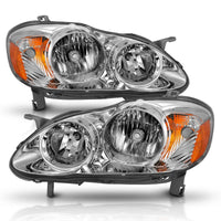 ANZO 2005-2008 Toyota Corolla Crystal Headlight Chrome Amber - Burkken Auto Parts