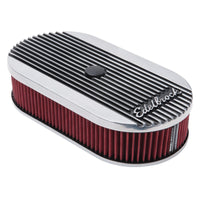 Edelbrock Air Cleaner Elite II Oval Single 4-Bbl Carb 2 5In Red Element Polished - Burkken Auto Parts