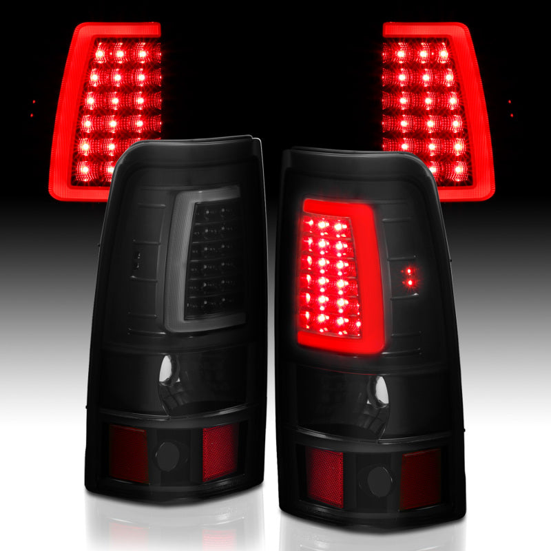ANZO 2003-2006 Chevy Silverado 1500 LED Taillights Plank Style Black w/Smoke Lens - Burkken Auto Parts