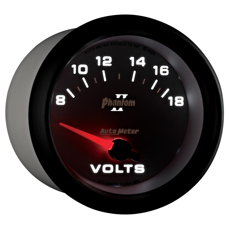 Autometer Phantom II 2-5/8in 18V Electric Voltmeter Gauge - Burkken Auto Parts
