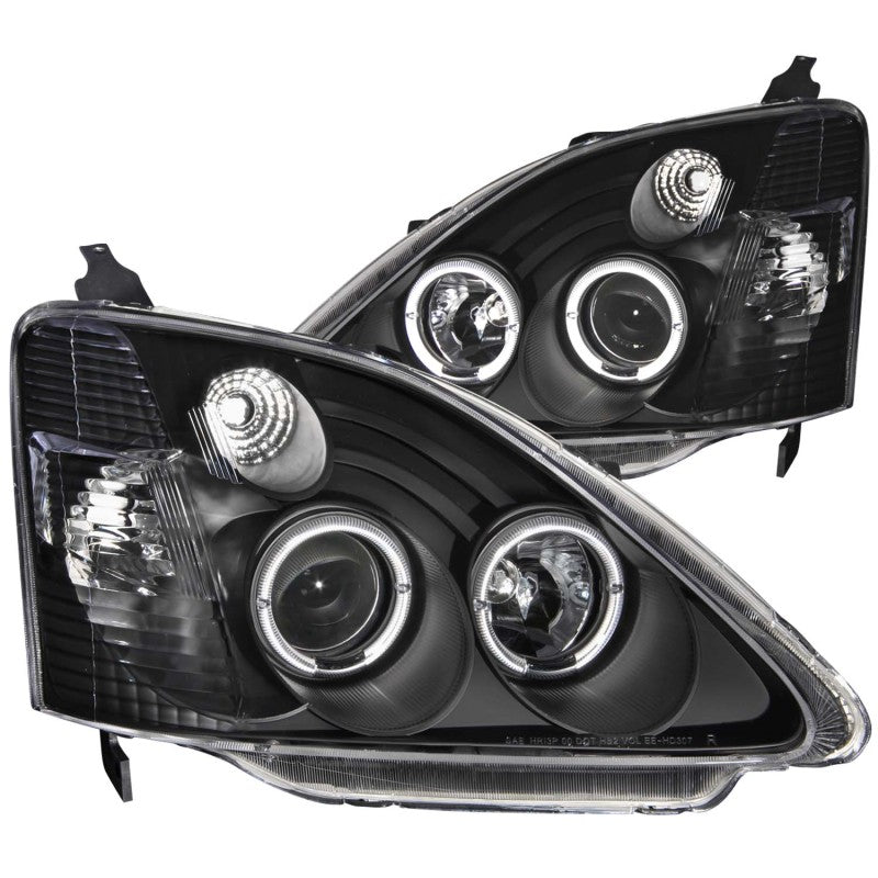 ANZO 2002-2004 Honda Civic Projector Headlights w/ Halo Black - Burkken Auto Parts
