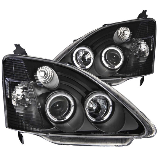 ANZO 2002-2004 Honda Civic Projector Headlights w/ Halo Black - Burkken Auto Parts