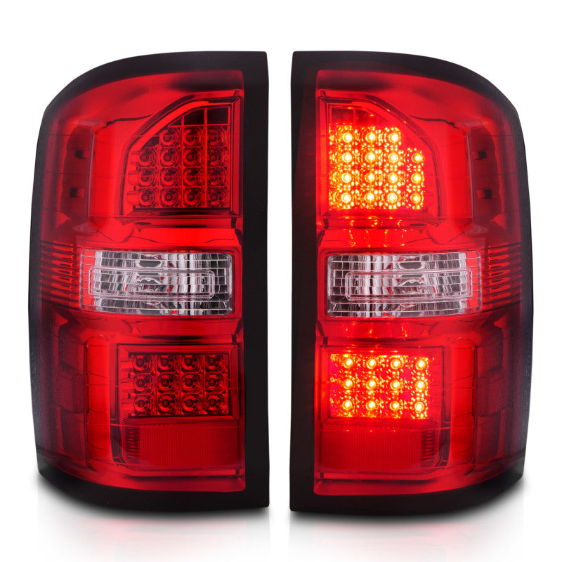 ANZO 2014-2018 GMC Sierra LED Tail Lights Black Housing Red/Clear Lens - Burkken Auto Parts