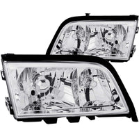 ANZO 1994-2000 Mercedes Benz C Class W202 Crystal Headlights Chrome - Burkken Auto Parts