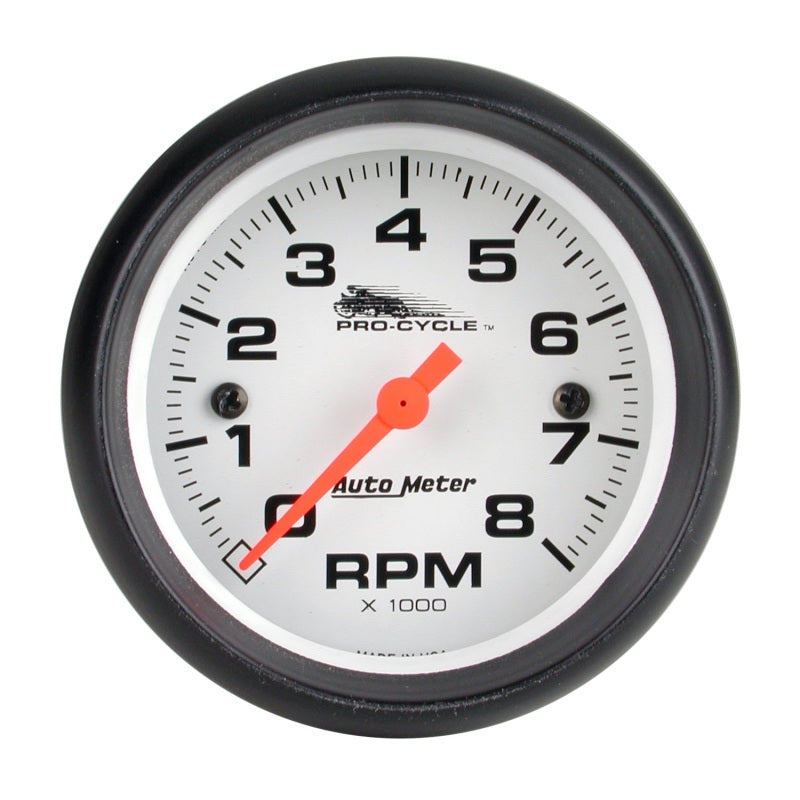 Autometer Pro-Cycle Gauge Tach 2 5/8in 8K Rpm 2&4 Cylinder White - Burkken Auto Parts