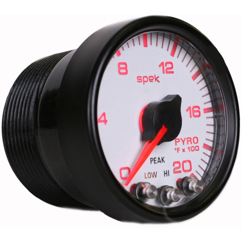 Autometer Spek-Pro Gauge Pyro. (Egt) 2 1/16in 2000f Stepper Motor W/Peak & Warn Wht/Blk - Burkken Auto Parts