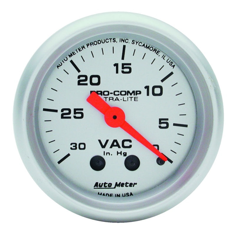 Autometer Ultra-Lite 52mm Mechanical Vacuum Gauge 30INHG - Burkken Auto Parts