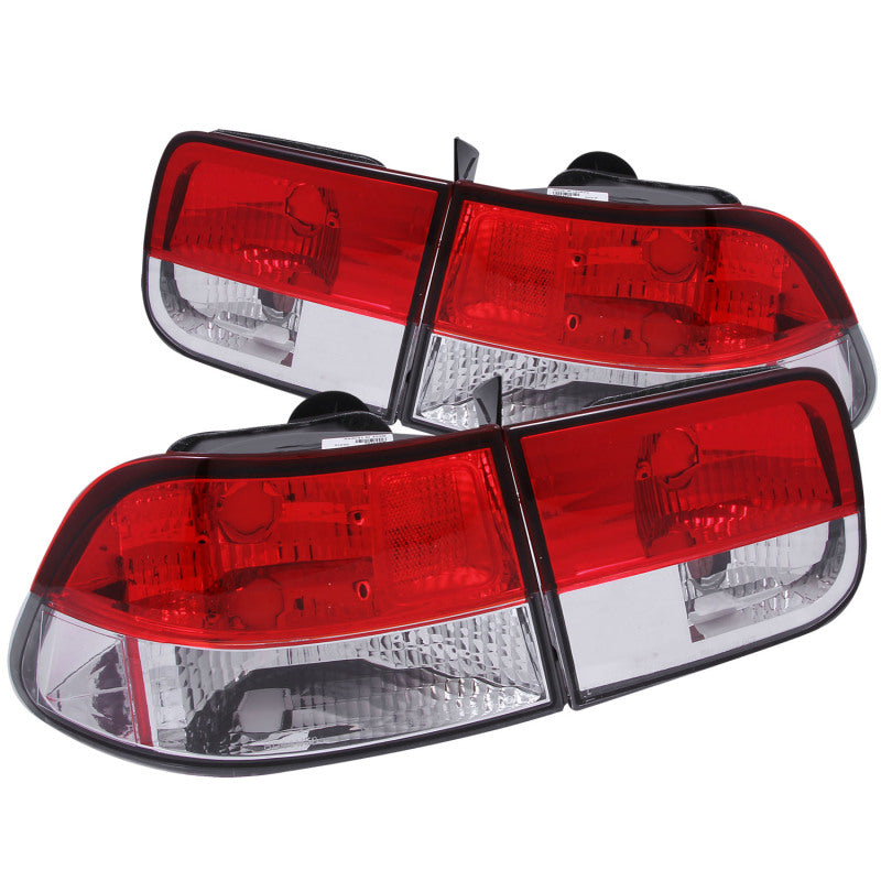 ANZO 1996-2000 Honda Civic Taillights Red/Clear - Burkken Auto Parts