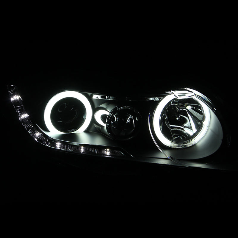 ANZO 2006-2011 Honda Civic Projector Headlights w/ Halo Black (CCFL) - Burkken Auto Parts