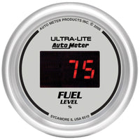 Autometer Ultra-Lite Digital 2-1/16in 0-280 OHM Silver Dial w/ Red LED Programmable Fuel Level Gage - Burkken Auto Parts