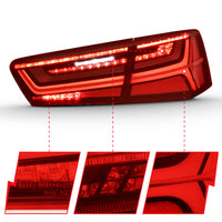 ANZO 2012-2018 Audi A6 LED Taillight Black Housing Red/Clear Lens 4 pcs (Sequential Signal) - Burkken Auto Parts