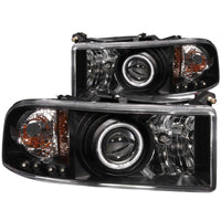 ANZO 1994-2001 Dodge Ram Projector Headlights w/ Halo Black - Burkken Auto Parts