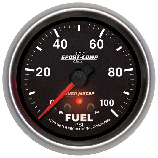 Autometer Sport-Comp II 2-5/8in 0-100 PSI Full Sweep Electronic Fuel Pressure Gauge - Burkken Auto Parts