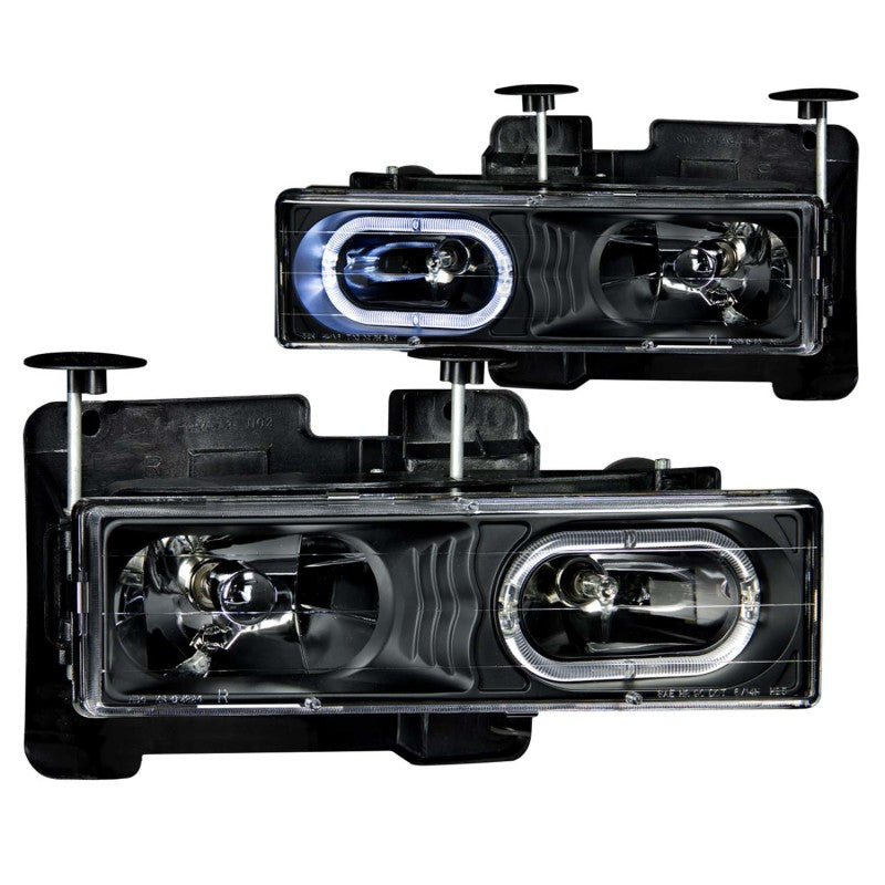 ANZO 1988-1998 Chevrolet C1500 Crystal Headlights Black w/ Halo - Burkken Auto Parts