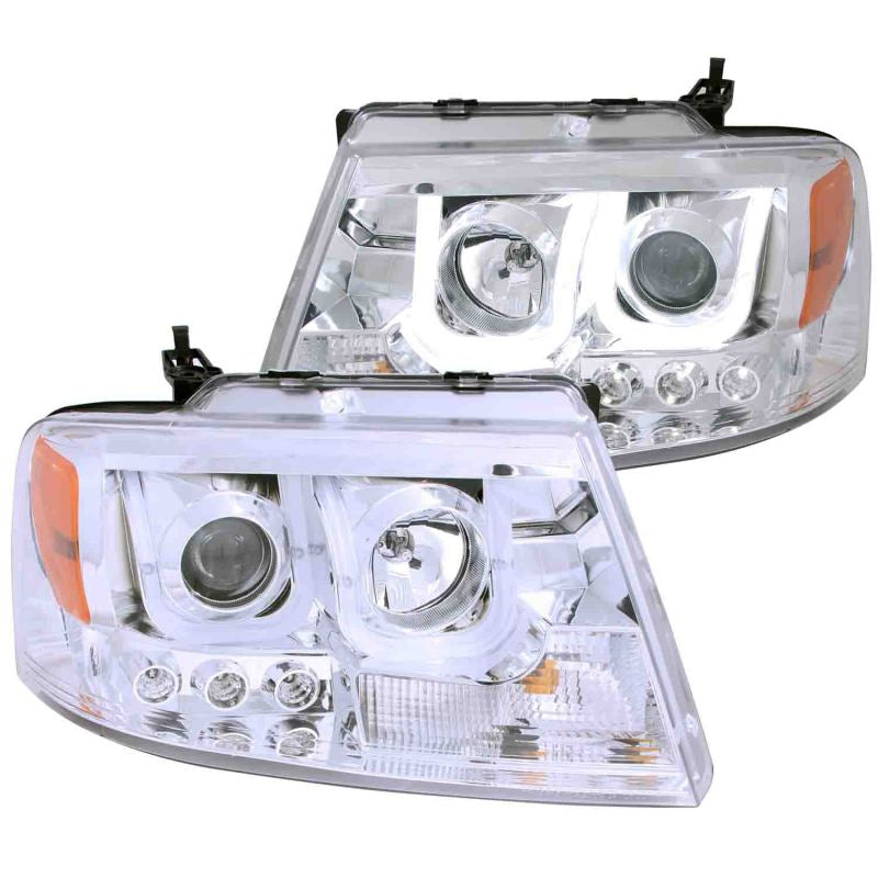 ANZO 2004-2008 Ford F-150 Projector Headlights w/ U-Bar Chrome - Burkken Auto Parts