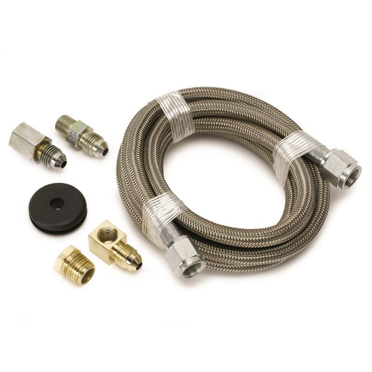 Autometer #4 Braided SS Line (-4AN) 6ft -4AN and 1/8in NPTF Fittings - Burkken Auto Parts