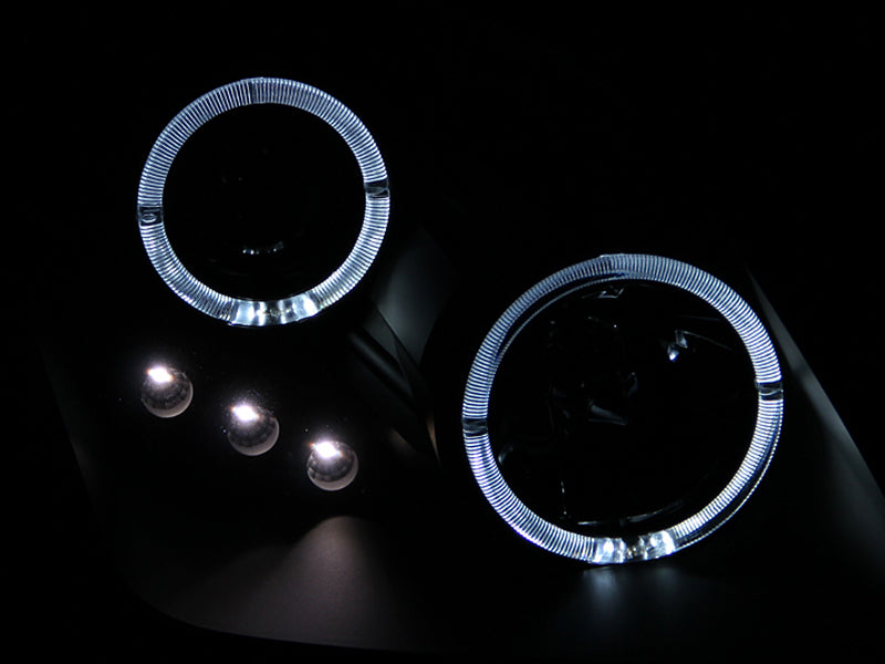 ANZO 1997-2001 Honda Prelude Projector Headlights w/ Halo Black w/ LED - Burkken Auto Parts