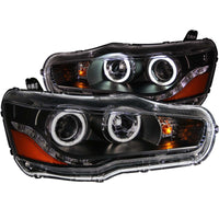ANZO 2008-2015 Mitsubishi Lancer Projector Headlights w/ Halo Black (CCFL) - Burkken Auto Parts