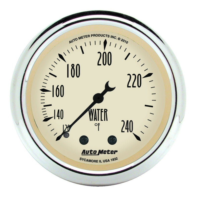 Autometer 2-1/16 inch Mechanical Antique Beige Water Temp Gauge 120-240 Deg F - Burkken Auto Parts