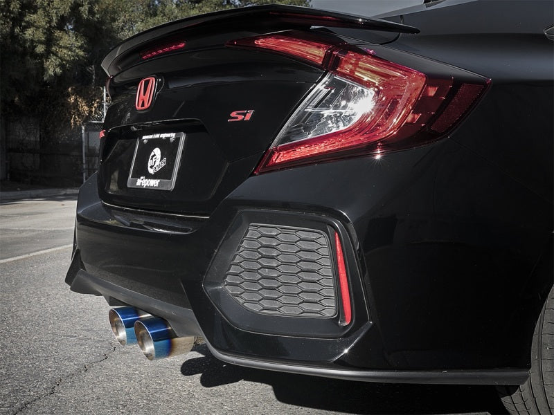 aFe Takeda 3in 304 SS Cat-Back Exhaust System w/ Blue Tips 2017+ Honda Civic Si 4Dr I4 1.5L (t) - Burkken Auto Parts