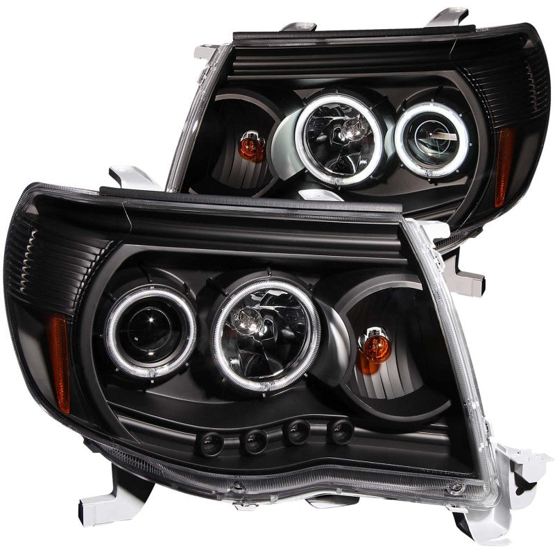 ANZO 2005-2011 Toyota Tacoma Projector Headlights w/ Halo Black - Burkken Auto Parts