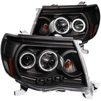 ANZO 2005-2011 Toyota Tacoma Projector Headlights w/ Halo Black - Burkken Auto Parts