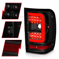 ANZO 01-11 Ford Ranger LED Taillights - Black Housing w/ Smoke Lens & Light Bar - Burkken Auto Parts