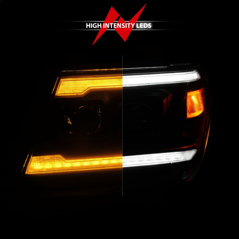 ANZO 09-20 Nissan Frontier Black Projector Plank Style DRL w/ Switchback & Sequential LED DRL - Burkken Auto Parts