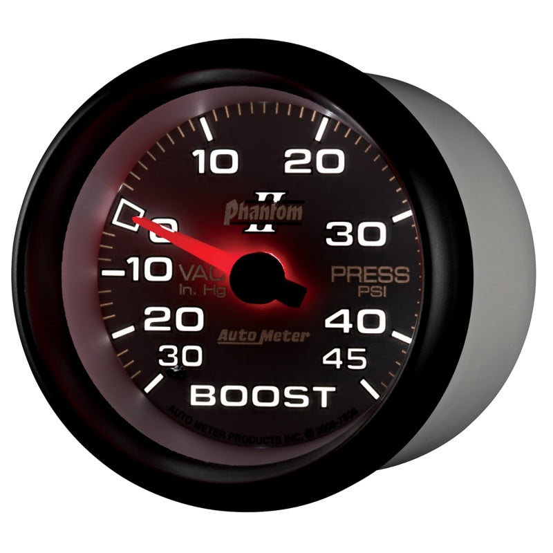 Autometer Phantom II 2-5/8in 30INHG-45PSI Phantom Mechanical Boost/Vacuum Gauge - Burkken Auto Parts