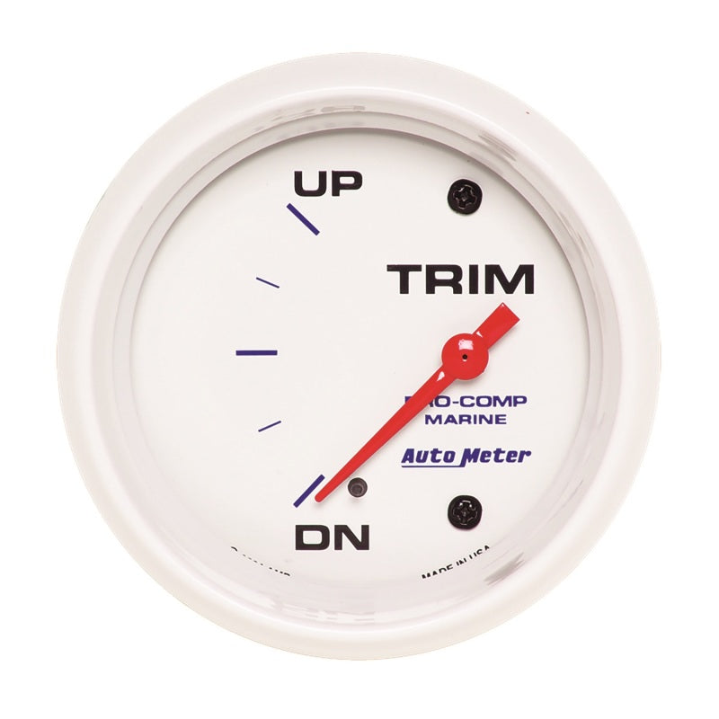 Autometer Marine White Gauge 2-5/8in Electric Trim Level Gauge 0OHM Down - 90OHM Up - Burkken Auto Parts
