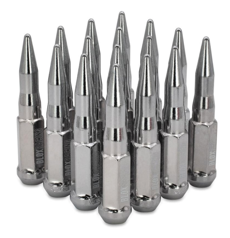 BLOX Racing Spike Forged Lug Nuts - Chrome 12 x 1.50mm - Set of 16 - Burkken Auto Parts