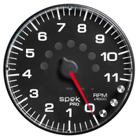 Autometer Spek-Pro Gauge Tachometer 5in 11K Rpm W/Shift Light & Peak Mem Black/Black - Burkken Auto Parts