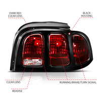 ANZO 1994-1998 Ford Mustang Taillight Dark Red Lens (OE Style) - Burkken Auto Parts