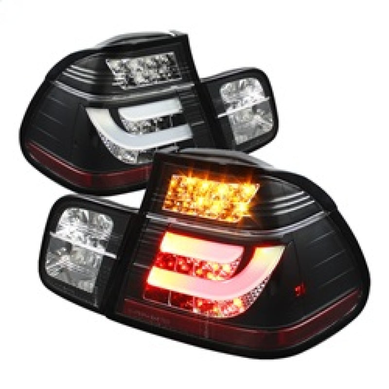 Spyder BMW E46 3-Series 99-01 4Dr Light Bar Style LED Tail Lights Black ALT-YD-BE4699-4D-LBLED-BK - Burkken Auto Parts