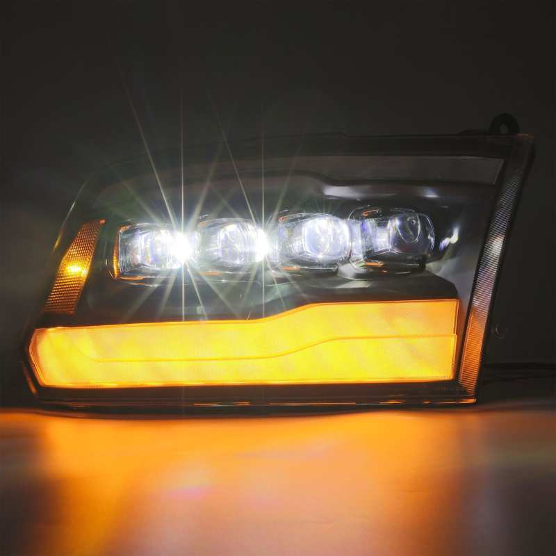 AlphaRex 09-18 Dodge Ram 1500HD NOVA LED Projector Headlights Plank Style Design Gloss Black w/DRL - Burkken Auto Parts