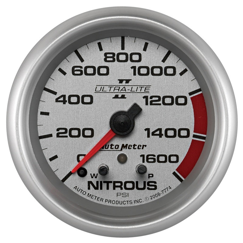 AutoMeter Gauge Nitrous Press 2-5/8in. 1600PSI Stepper Motor W/ Pk & Wrn Ultra-Lite II - Burkken Auto Parts