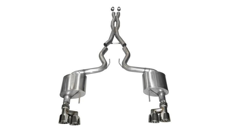 Corsa 2015-2017 Ford Mustang GT 5.0 3in Cat Back Exhaust Polish Quad Tips (Xtreme) - Burkken Auto Parts