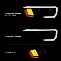 ANZO 2016-2017 Toyota Tacoma Projector Headlights w/ Plank Style Design Black/Amber w/ DRL - Burkken Auto Parts
