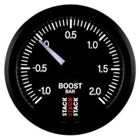 Autometer Stack 52mm -1 to +2 Bar (Incl T-Fitting) Pro Stepper Motor Boost Pressure Gauge - Black - Burkken Auto Parts